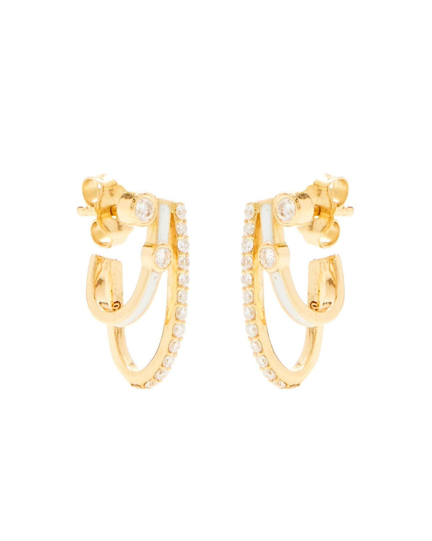 3 in 1 Earrings White Enamel