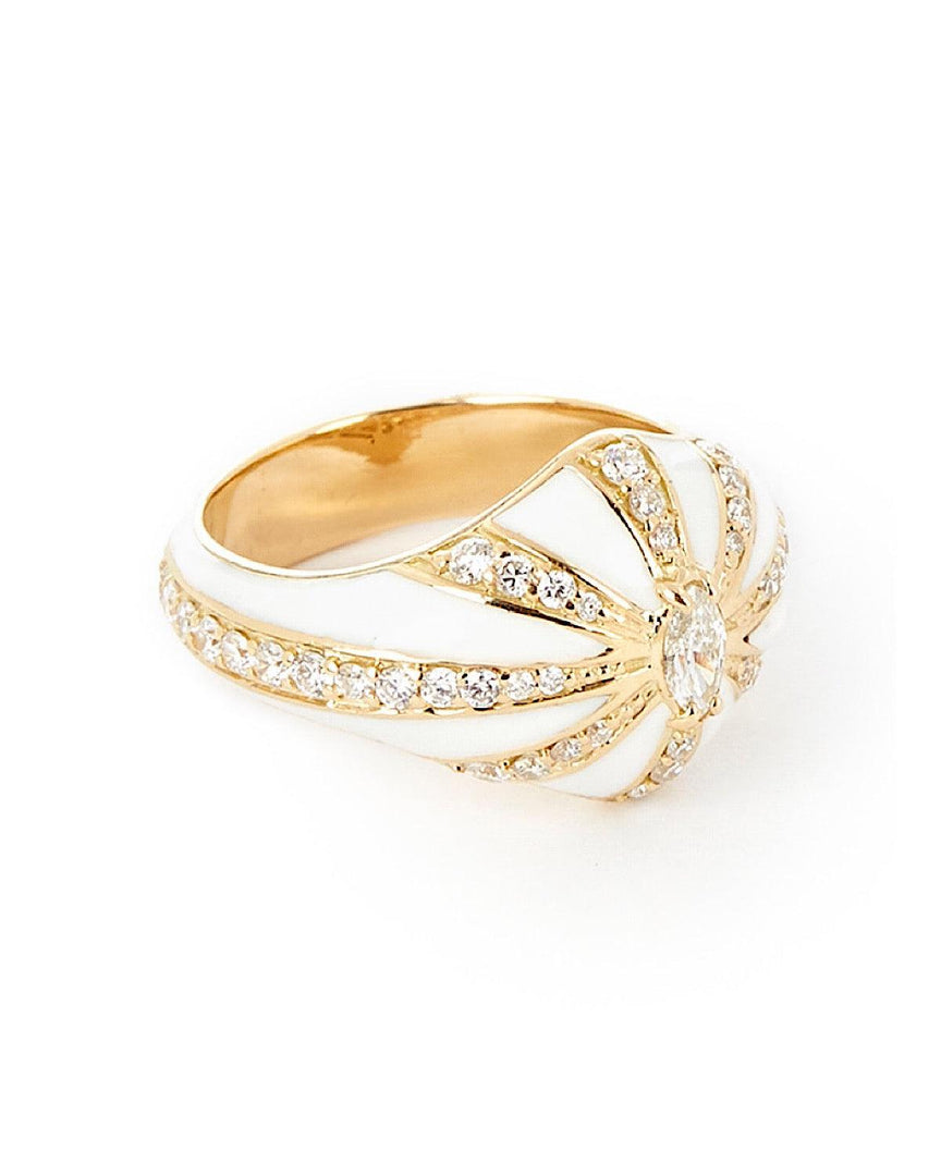 Lila Ring, White Enamel