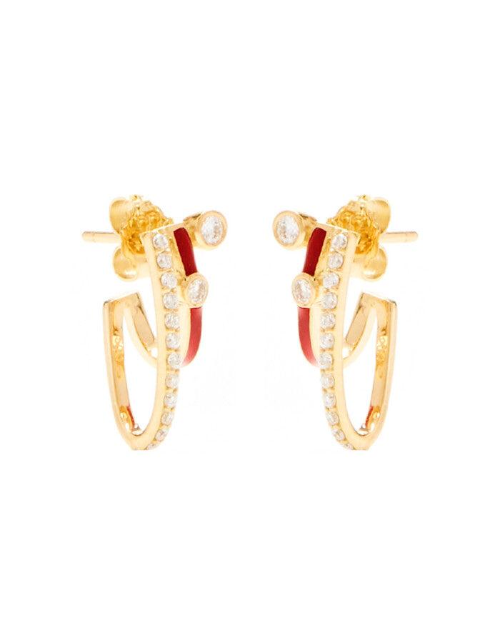 3 in 1 Earrings Red Enamel