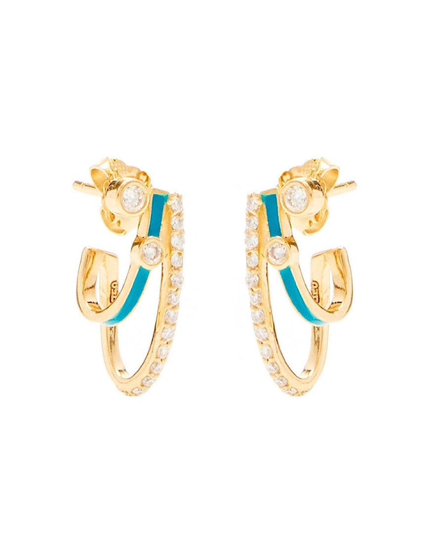 3 in 1 Earrings Turquoise Enamel