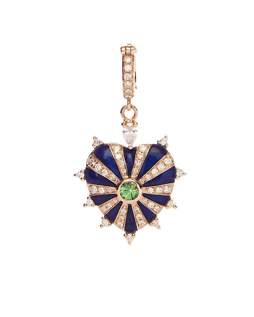 Medium Mila Heart Pendant- Lapis Enamel, Tsavorite