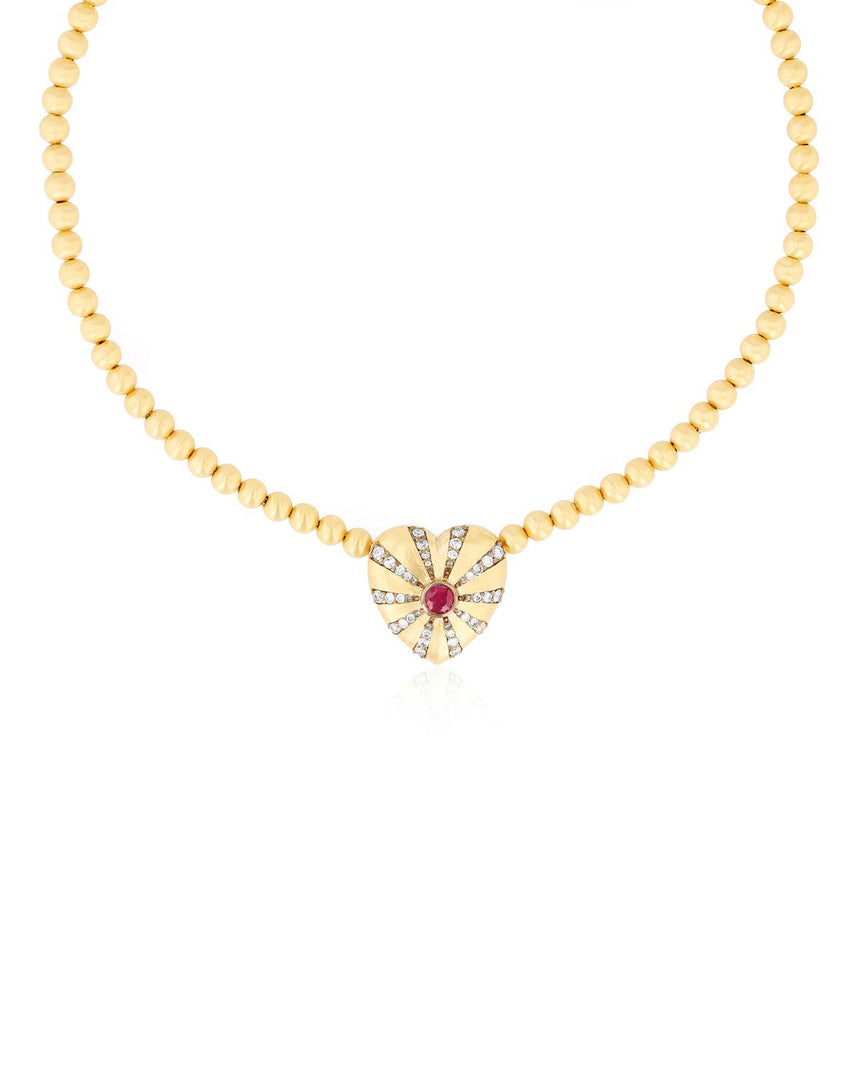 All Gold Mila Heart Bead Necklace