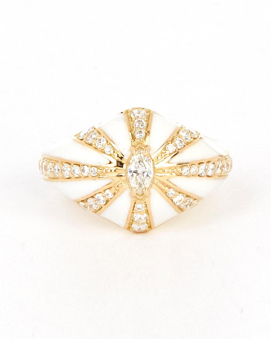 Lila Ring, White Enamel