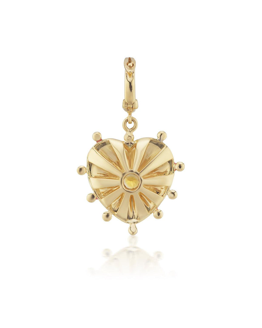 Medium Mila Heart Pendant- Red Enamel, Citrine, Brown Diamonds