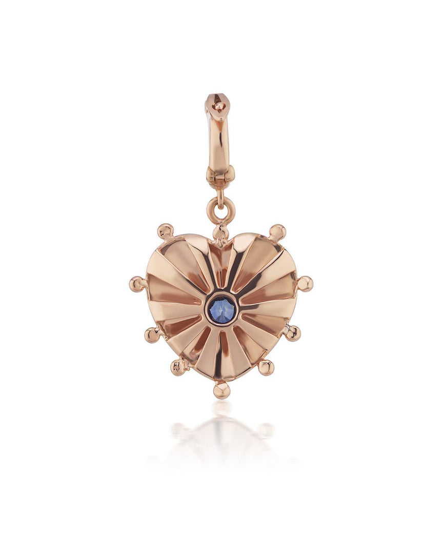 Medium Mila Heart Pendant- Ivory Enamel, Blue Sapphire, Brown Diamonds