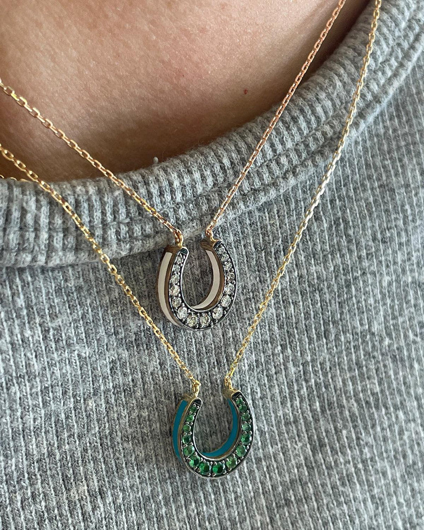 Horseshoe Necklace - Brown Diamond