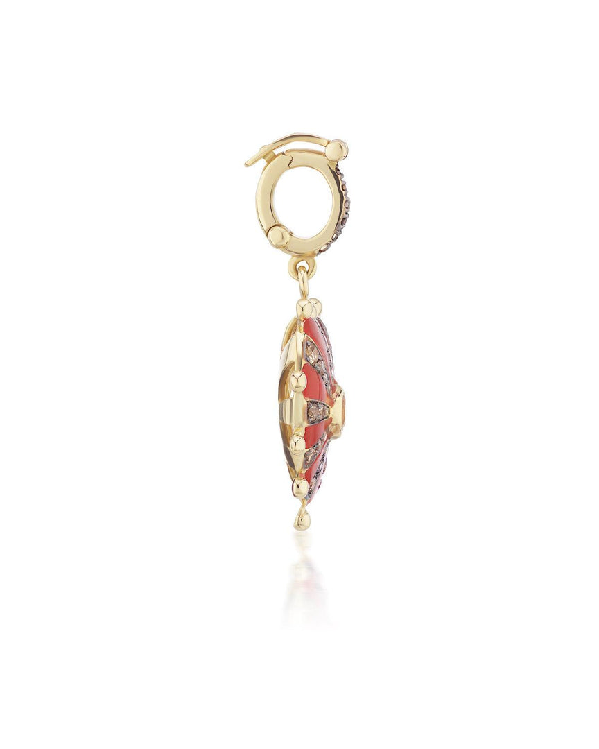 Medium Mila Heart Pendant- Red Enamel, Citrine, Brown Diamonds