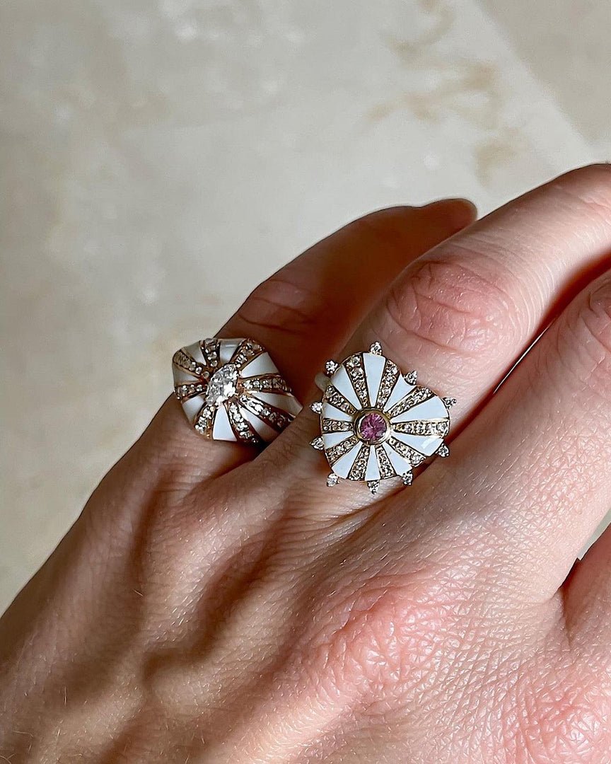 Mila Heart Ring, White Enamel