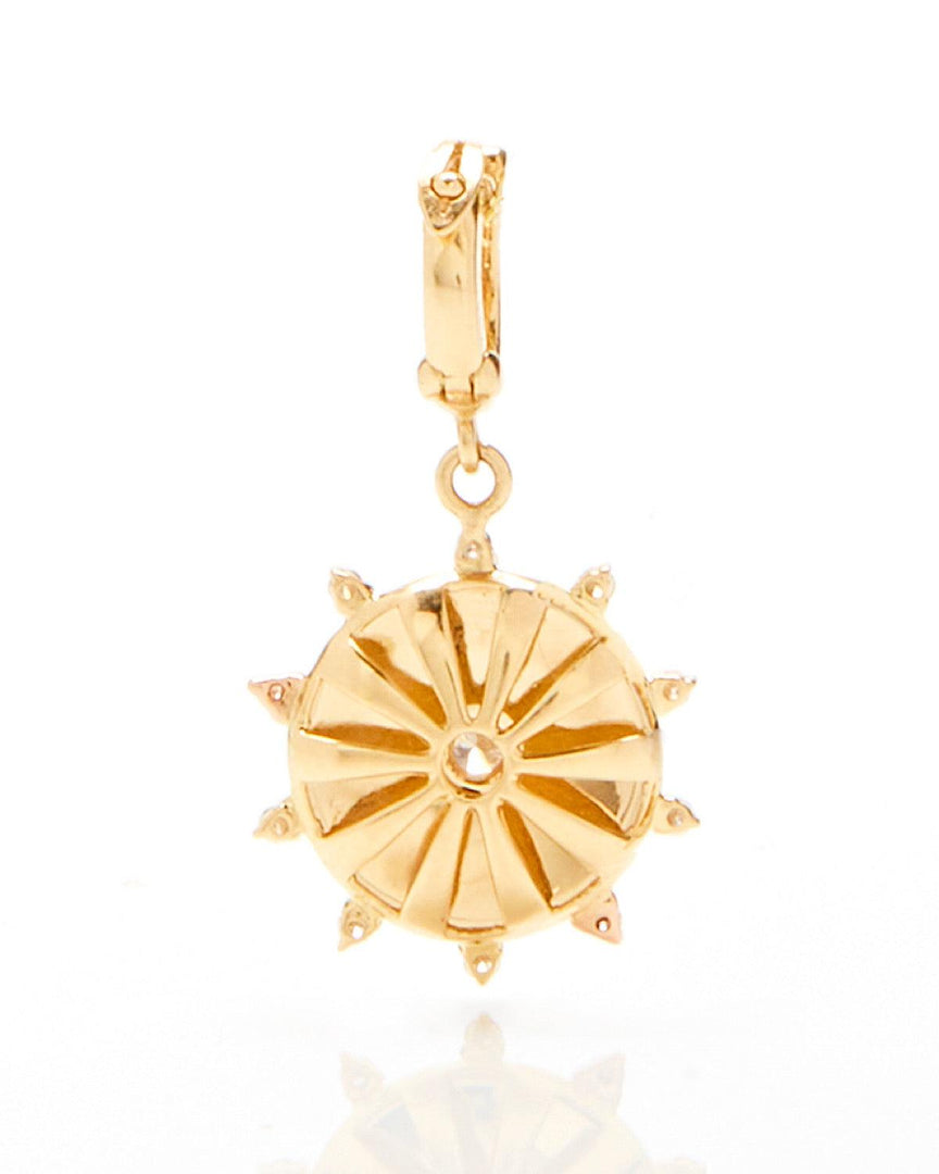 Small Mila Sun Pendant- Orange Enamel, Diamonds