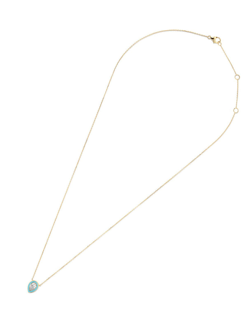 Enamel Diamond Pear Necklace