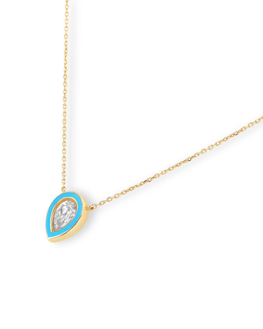 Enamel Diamond Pear Necklace
