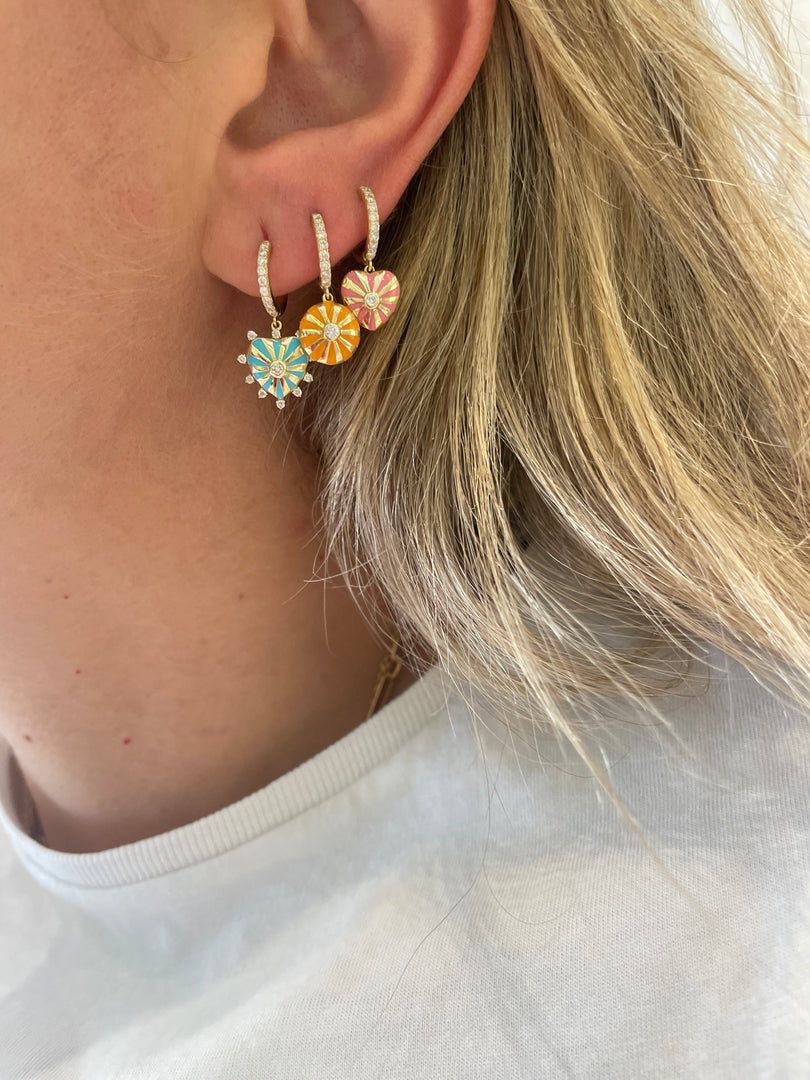 Mini Mila Heart Earrings with Diamonds
