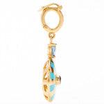 Small Mila Sun Pendant- Turquoise Enamel, Blue Sapphires, Diamonds
