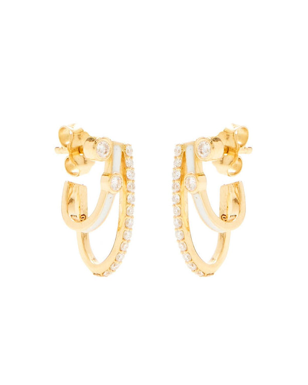 3 in 1 Earrings White Enamel