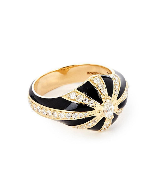 Lila Ring, Black Enamel