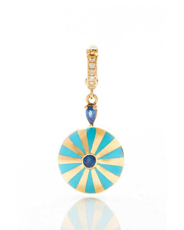 Medium Mila Sun Pendant- Turquoise Enamel, Blue Sapphire