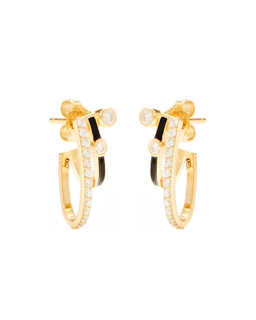 3 in 1 Earrings Black Enamel