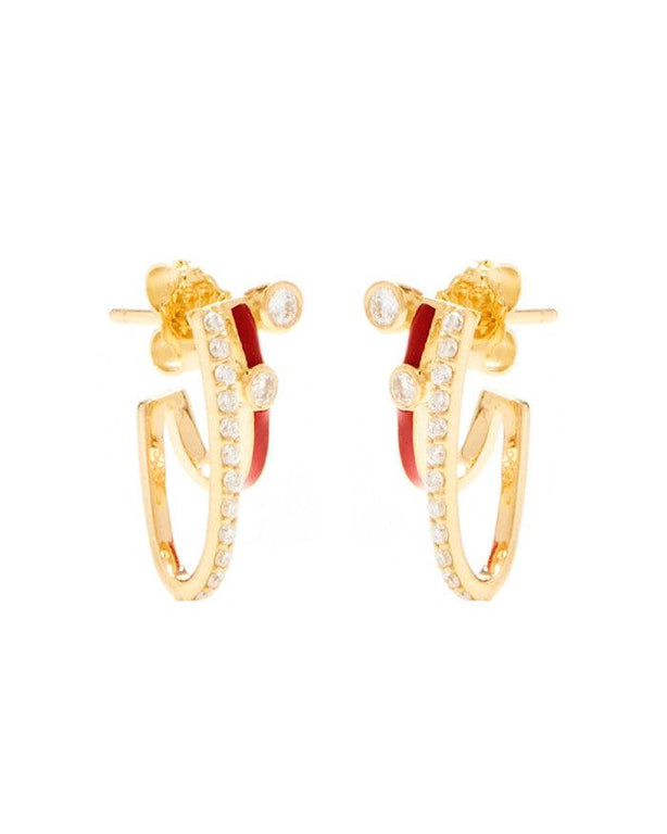 3 in 1 Earrings Red Enamel