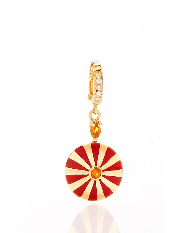 Small Mila Sun Pendant- Red Enamel, Citrine