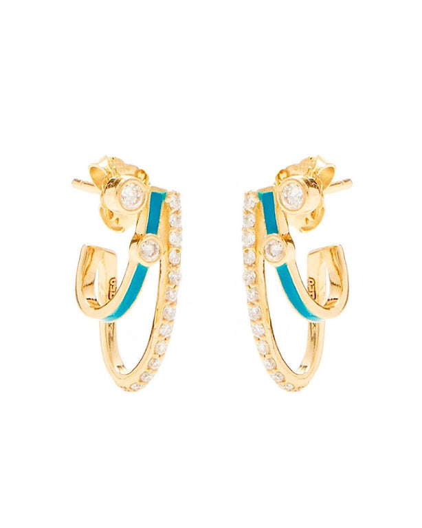 3 in 1 Earrings Turquoise Enamel