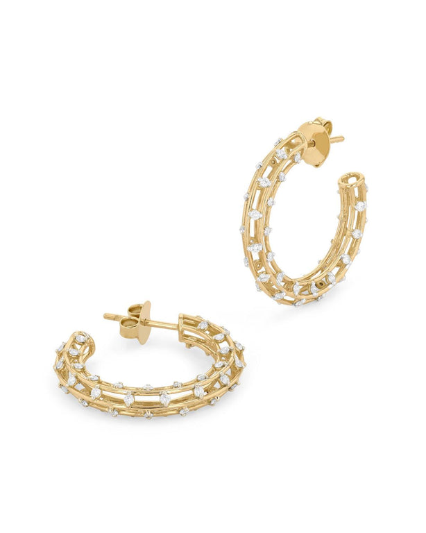 Cage Hoop Earrings Size 2- Yellow Gold