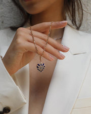 Medium Mila Heart Pendant- Lapis Enamel, Tsavorite - Yellow Gold