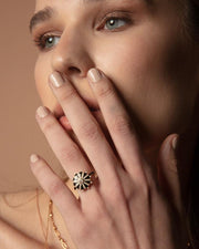 Mila Sun Ring, Black Enamel