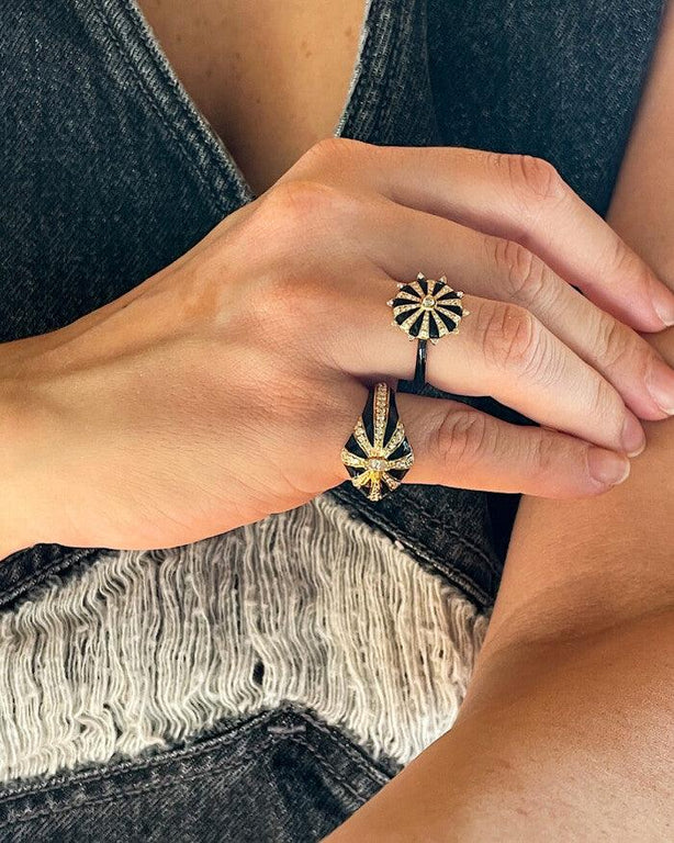 Lila Ring, Black Enamel