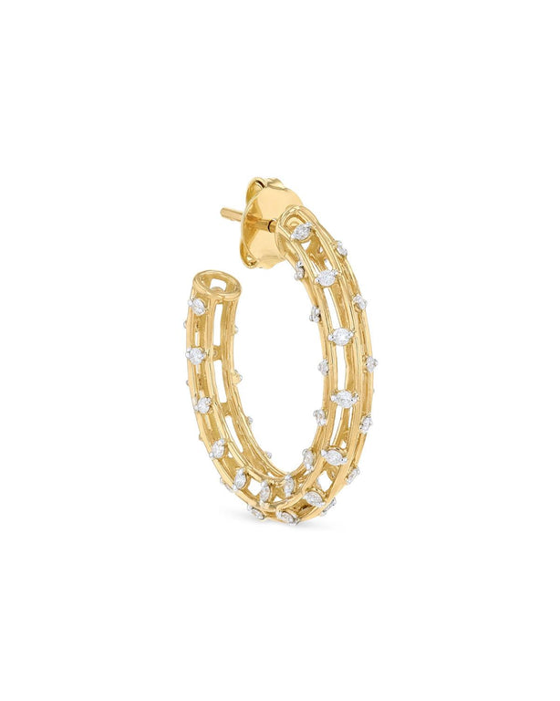 Cage Hoop Earrings Size 2- Yellow Gold