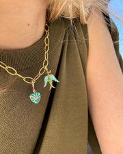 Alicia Bird Pendant- Tsavorite, Turquoise Enamel