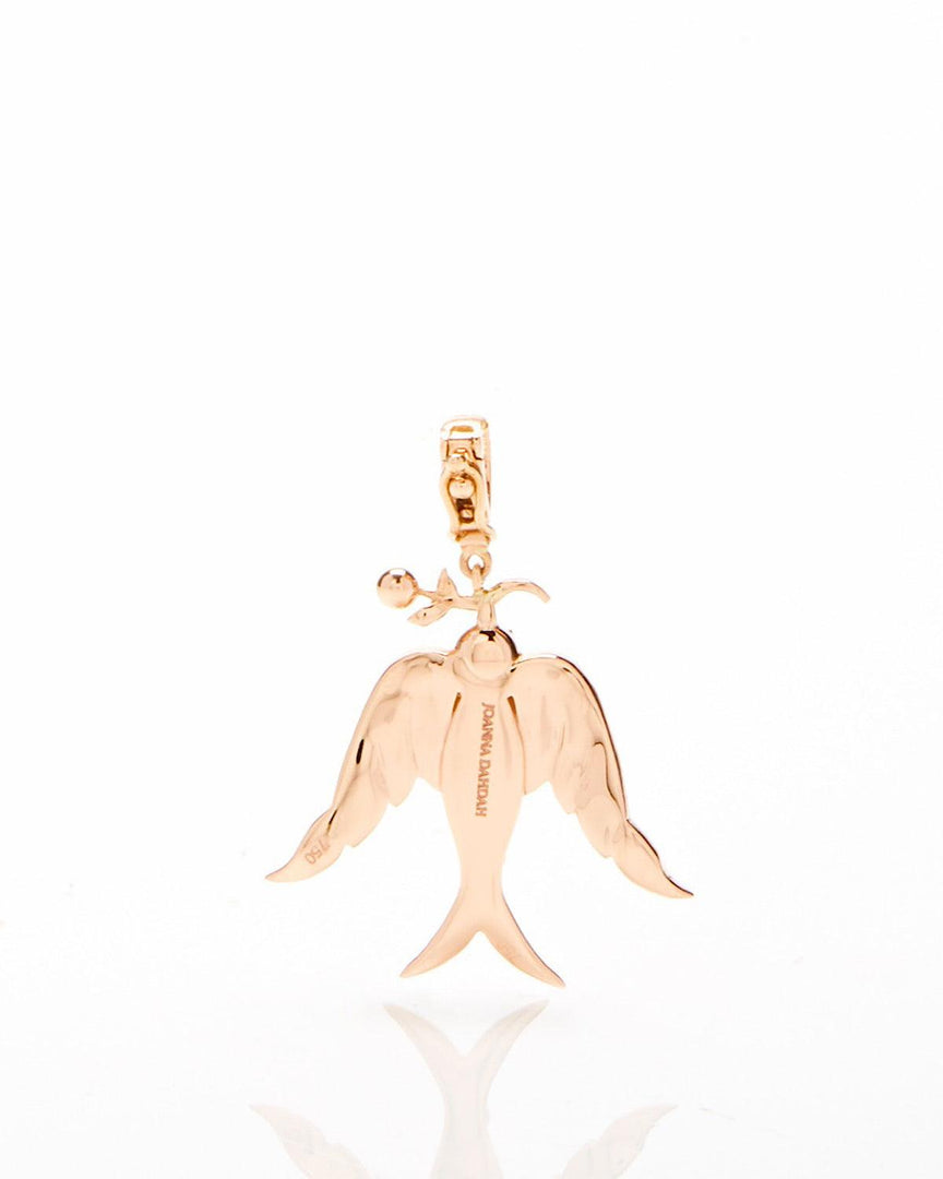 Alicia Bird Pendant- Brown Diamonds, Black Enamel