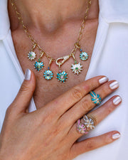 Medium Mila Sun Pendant- Turquoise Enamel, Blue Sapphire