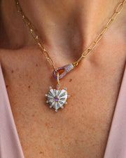 Large Mila Heart Pendant - Ivory Enamel, Ruby