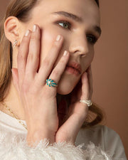 Lila Ring, Turquoise Enamel