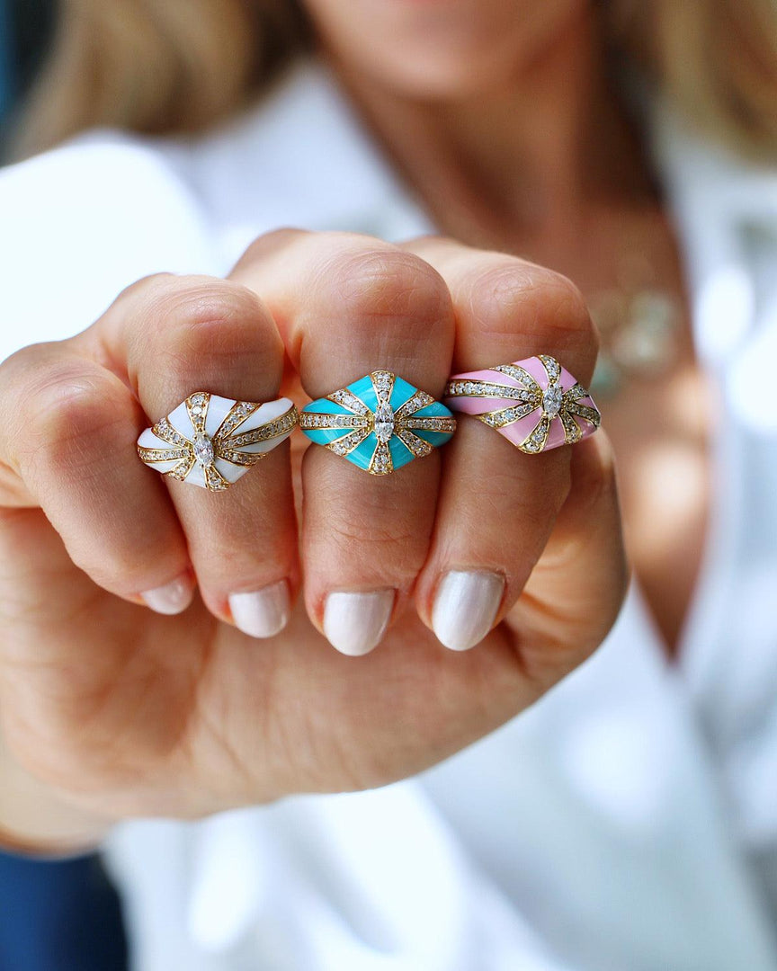 Lila Ring, Pink Enamel