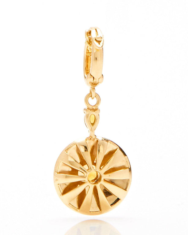 Small Mila Sun Pendant- Red Enamel, Citrine