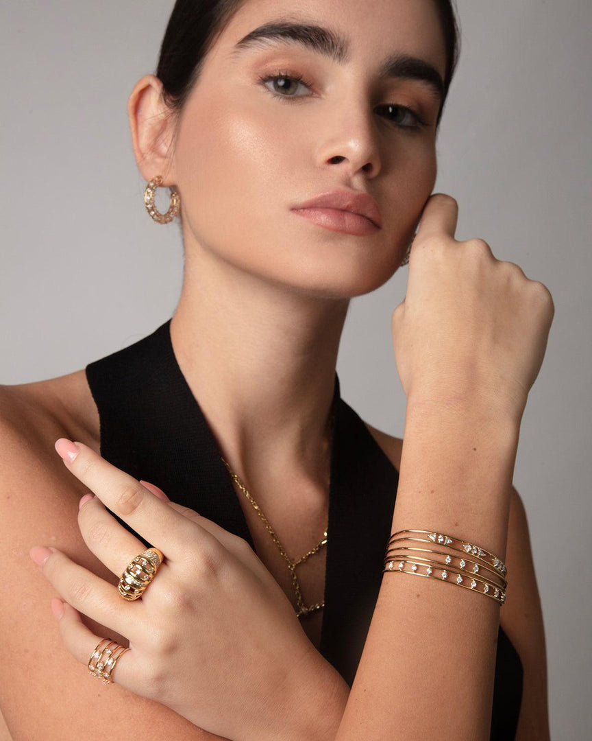 Triple Pear and Round Diamonds Bracelet