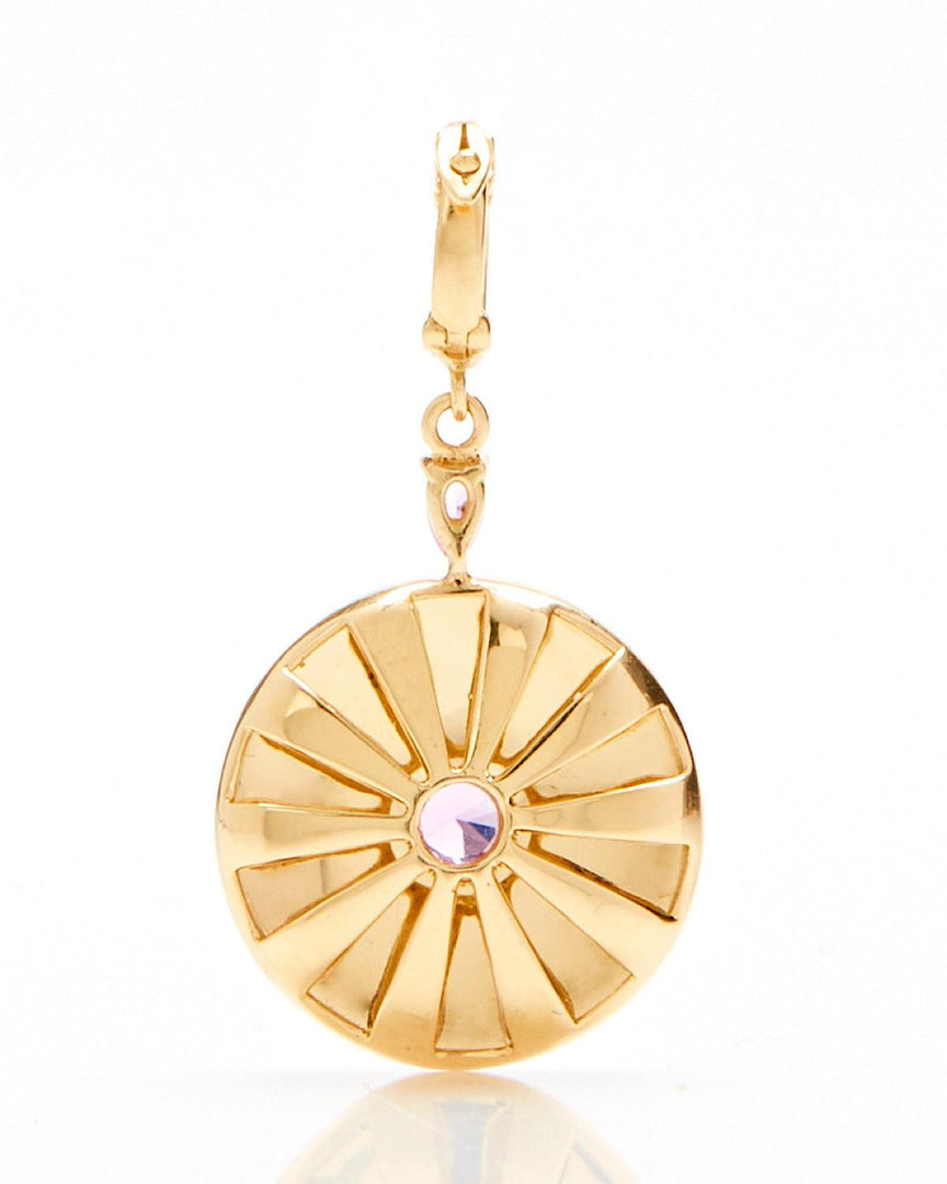 Large Mila Sun Pendant- White Enamel, Pink Sapphire