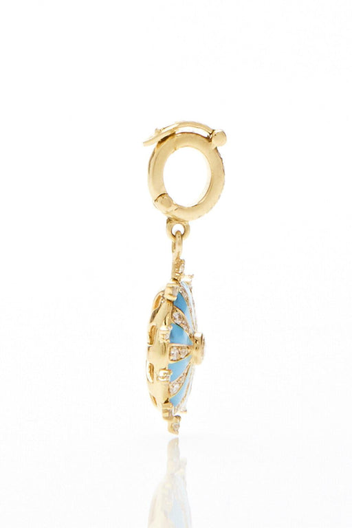 Small  Mila Sun Pendant- Turquoise Enamel, Diamonds