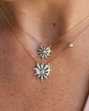 Mini Mila Heart Necklace with Diamonds, White Enamel