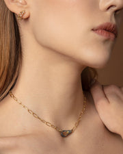 Large Blue Sapphire Ombre Hook Chain 40cm