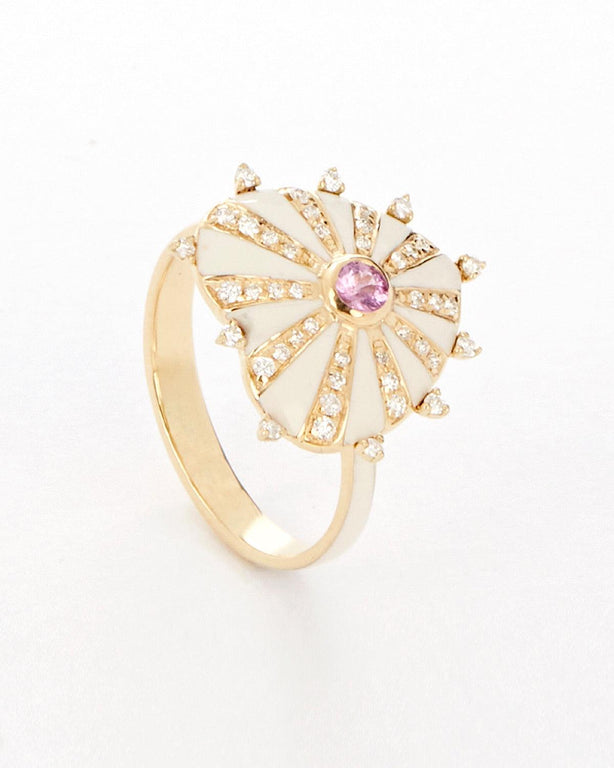 Mila Heart Ring, White Enamel