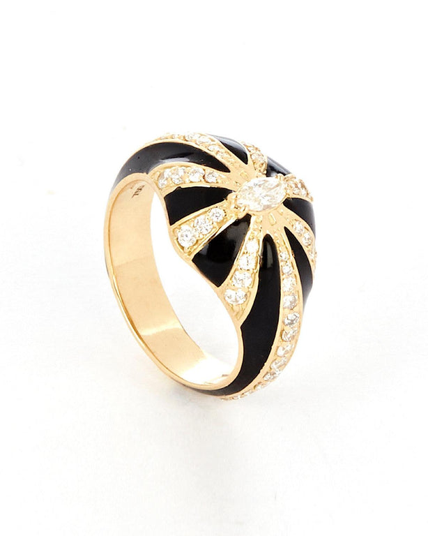 Lila Ring, Black Enamel