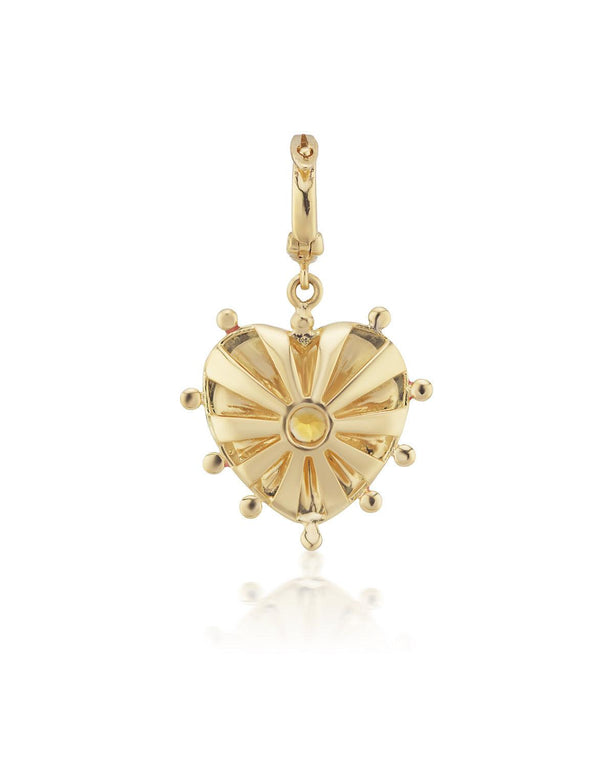 Medium Mila Heart Pendant- Red Enamel, Citrine, Brown Diamonds