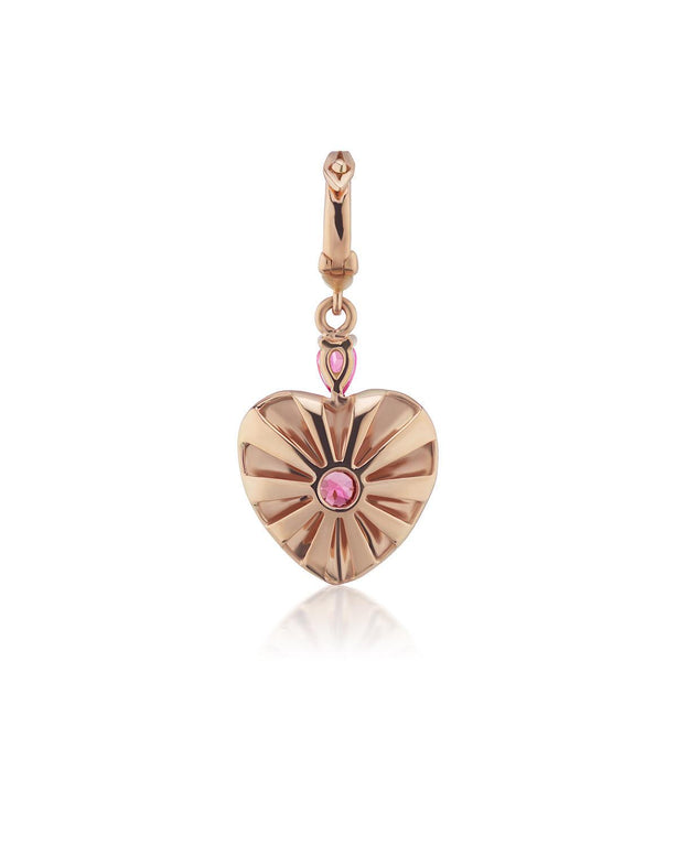 Small Mila Heart Pendant- White  Enamel, Pink Sapphire