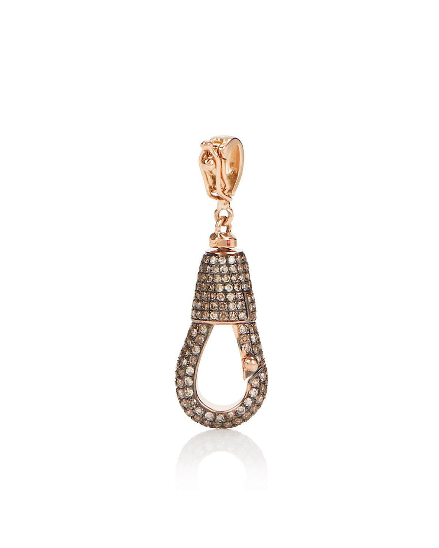 Large Diamond Hook Pendant, Brown Diamonds