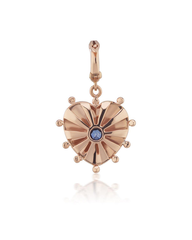 Medium Mila Heart Pendant- Ivory Enamel, Blue Sapphire, Brown Diamonds