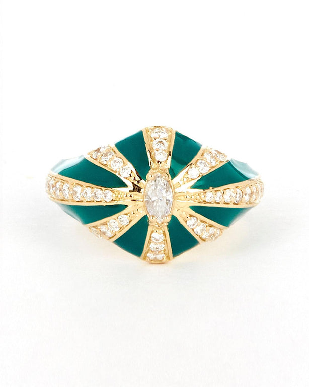 Lila Ring, Green Enamel