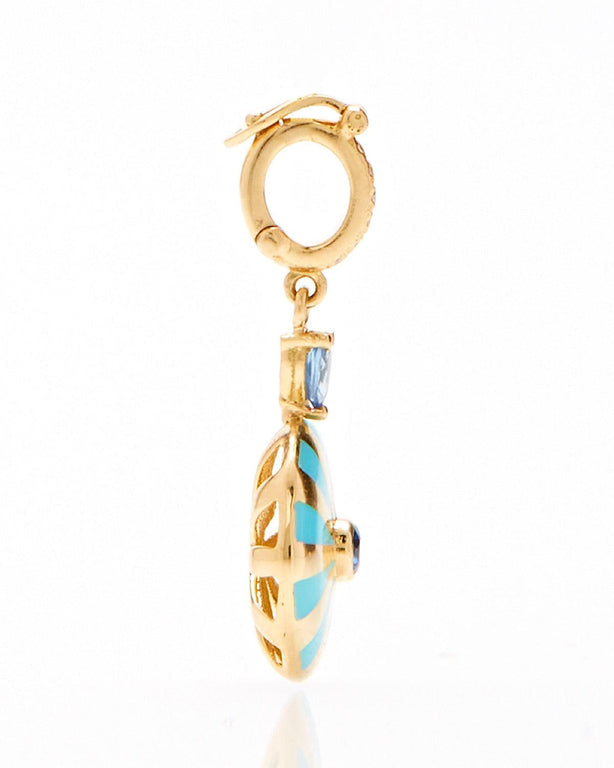 Small Mila Sun Pendant- Turquoise Enamel, Blue Sapphire