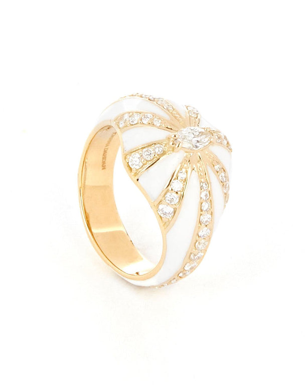 Lila Ring, White Enamel